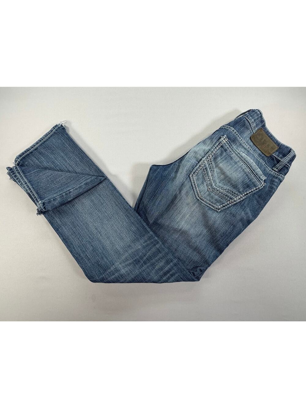 BKE Jake Straight Leg Jeans Mens 32R Medium Wash Stretch Denim Buckle